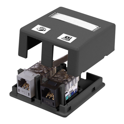 Hubbell Housing Surface Mount 2 Port Clear Black - HSB2BK