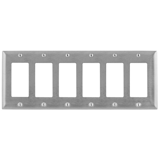 Hubbell SS266 6-Gang GFCI Plate