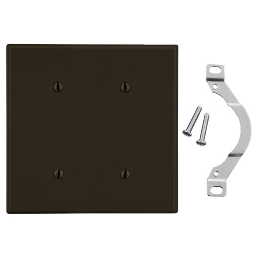 Hubbell Wallplate 2-Gang 2 Strap Mount Blank Brown - P24