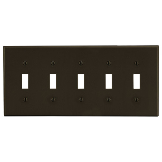Hubbell Wallplate 5-Gang 5) Toggle Brown - P5