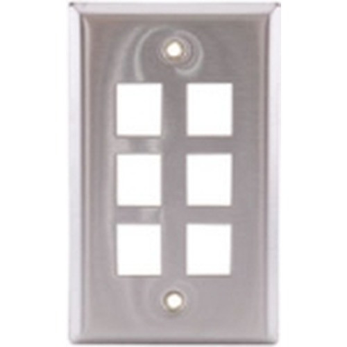 Hubbell Face Plate 1 Gang 6 Port Stainless Steel