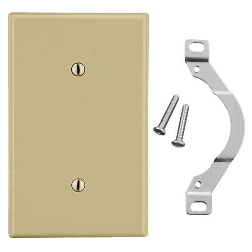 Hubbell Wallplate 1-Gang Strap Mount Blank Ivory - P14I