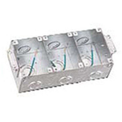 Rectangular Stamped Steel Floor Box for Wooden Floors  3-Gang