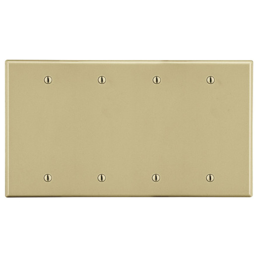 Hubbell Wallplate 4-Gang 4 Box Mount Blank Ivory - P43I