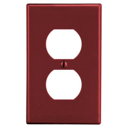 Hubbell Wallplate M-size 1-G 1) DUP RED - Captive Screw Feature on Single-gang Versi - PJ8R