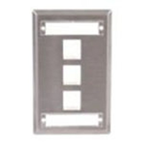 Face Plate with Label Fields  1 Gang  4 Port  Stainless Steel