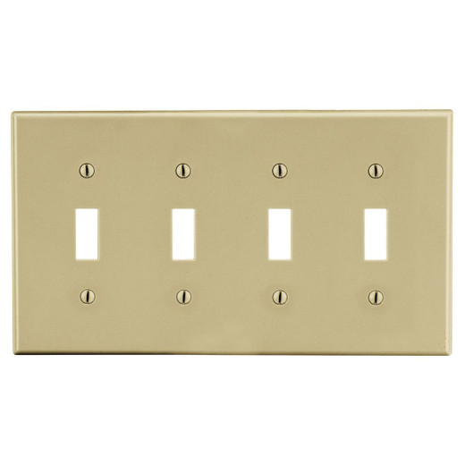 Hubbell Wallplate M-Size 4-Gang 4) Toggle Ivory - PJ4I