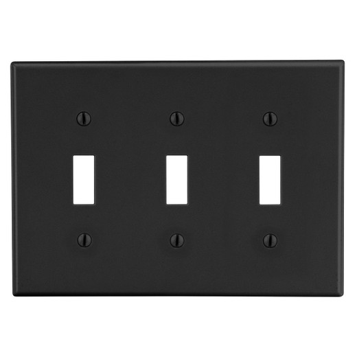 Hubbell Wallplate M-Size 3-Gang 3) Toggle Black - PJ3BK