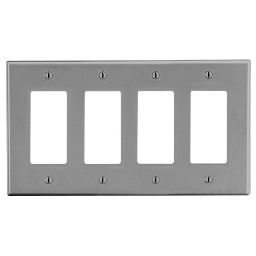 Hubbell Wallplate M-Size 4-Gang 4) Decorator Gray - PJ264GY