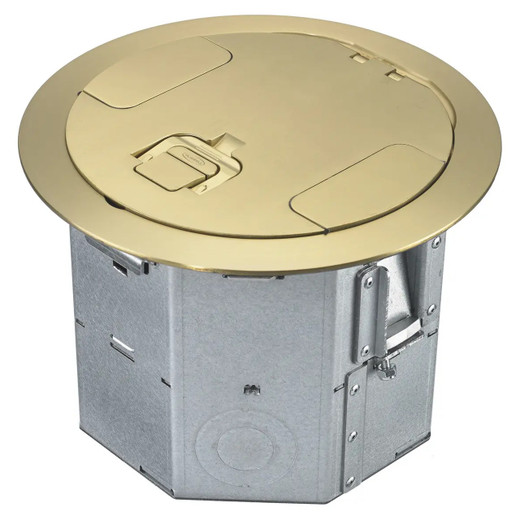 Hubbell RAFB4BRS Round Floorbox - Brass Cover