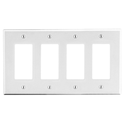Hubbell Wallplate 4-Gang 4) Decorator White - P264W