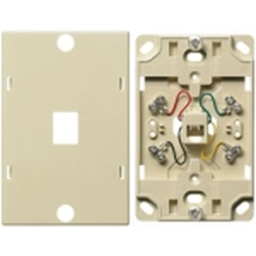 Hubbell Telephone Wall Jack 6 Position 4 Conductor Screw Terminations Ivory