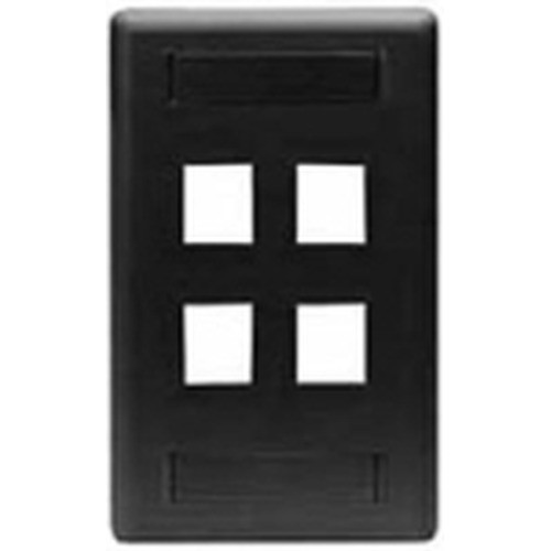 Hubbell Face Plate Rear-Loading 4 Port Single Gang Black
