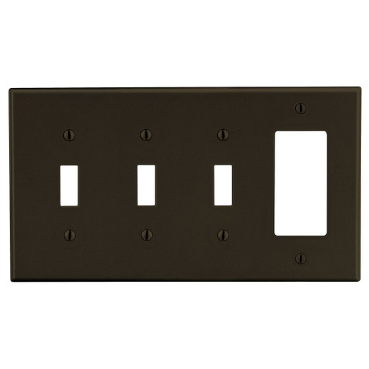 Hubbell Wallplate 4-Gang 3) Toggle 1) Decorator Brown - P326