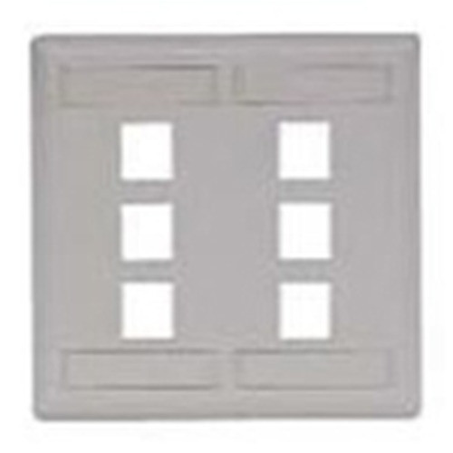 Hubbell Face Plate Rear-Loading 6 Port Double Gang Black