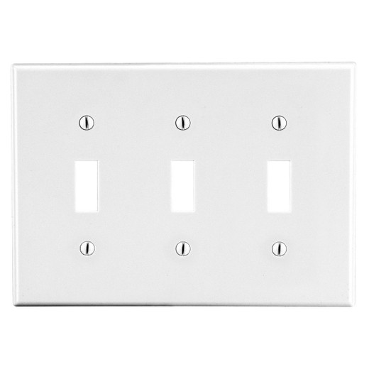 Hubbell Wallplate M-Size 3-Gang 3) Toggle White - PJ3W