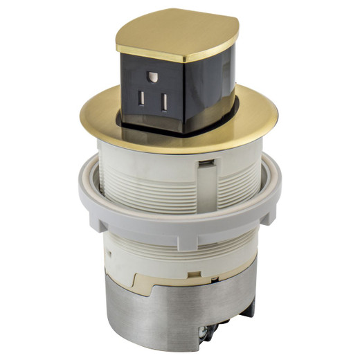 Hubbell RCT200BR Tamper-Resistant Pop-Up Receptacle - Brass