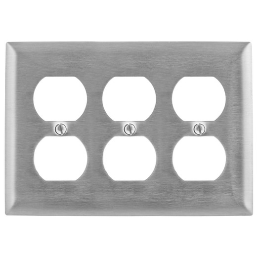 Hubbell SS83 3-Gang Duplex Plate