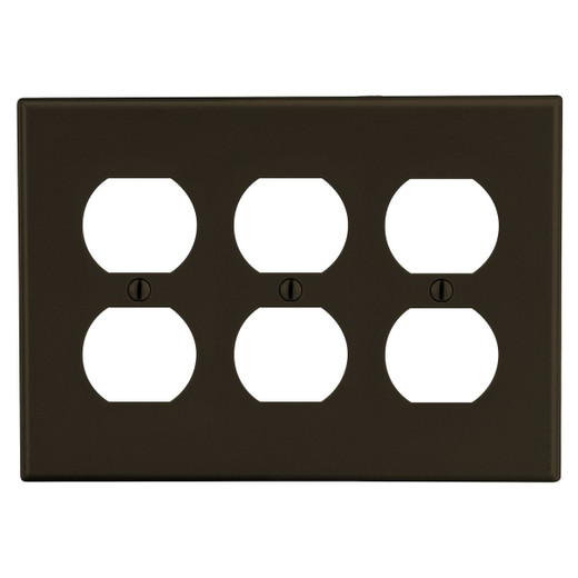 Hubbell Wallplate 3-Gang 3) Duplex Brown - P83
