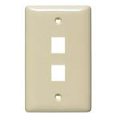 Hubbell Multimedia Wall Plate Standard Size Rear-Loading 1 Gang 2 Port Light Almond