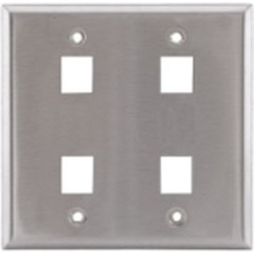 Hubbell Face Plate 2 Gang 4 Port Stainless Steel