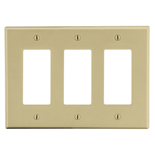 Hubbell Wallplate M-Size 3-Gang 3) Decorator Ivory - PJ263I