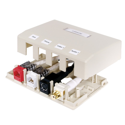 Hubbell iStation Surface Mount Box 4 Port Office White - ISB