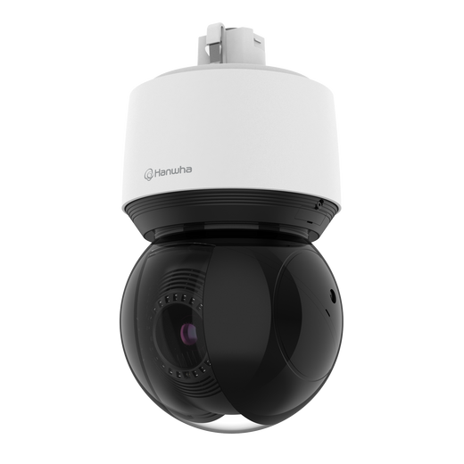 Hanwha QNP-6250R/KMW 2MP Wisenet Q PTZ Camera with pan-tilt-zoom lens and weatherproof housing