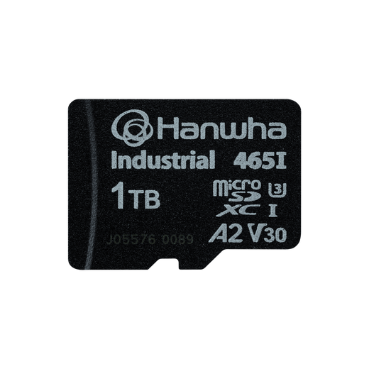 Hanwha SPP-E10T 1TB MicroSD card detail showing storage capacity and durability specifications