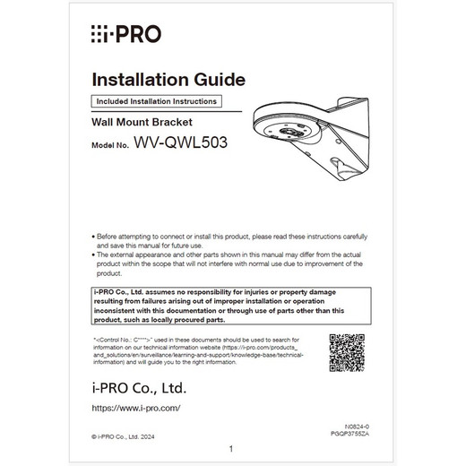 i-PRO WV-QWL503-B Wall/Pole Mount Bracket