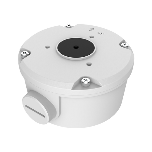 i-PRO M-JB-MINI-B round junction box for bullet cameras, white mounting bracket
