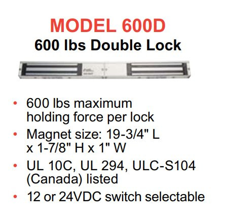 HES 600D Double Magnetic Lock 600 lbs