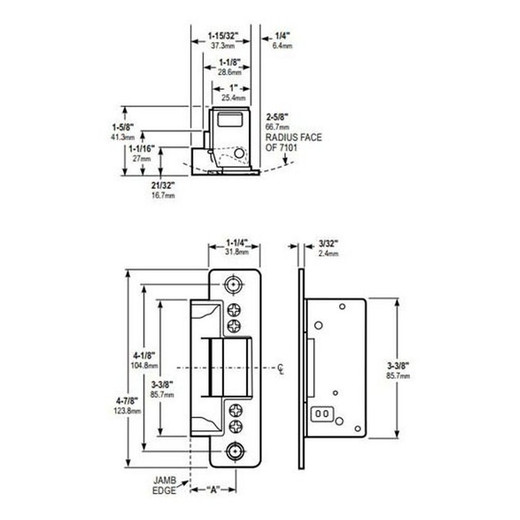 HES 7100-317-313-00 HES 7100-317-313-00 Electric Strike Aluminum Jamb