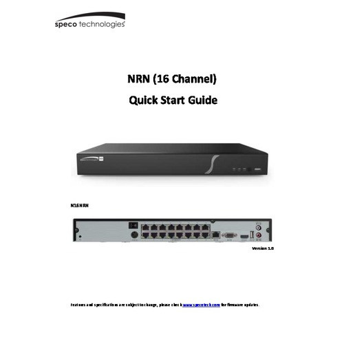 Speco Technologies N16NRX2TB 16 Channel Facial Recognition Record