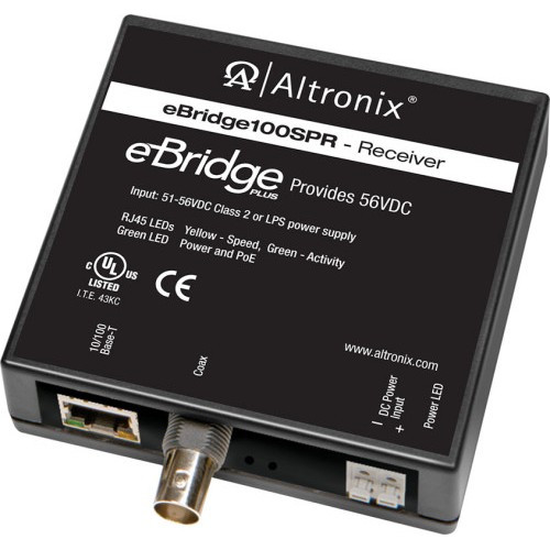 Altronix EBRIDGE100SPR 60W PoE+ Ethernet Over Coax Receiver