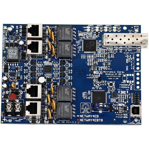 NETWAY4EBTB 4-Port PoE Switch detail of RJ45 Gigabit Ethernet ports and LED indicators