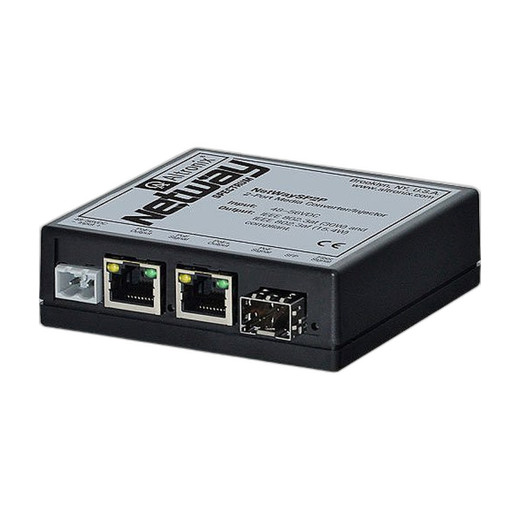Altronix NETWAYSP2P PoE+ converter ports and fiber connectors detail view