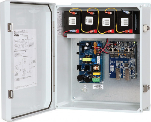 Altronix NETWAYSP41WPX 4-Port Managed PoE Switch front view with ethernet ports and status indicators