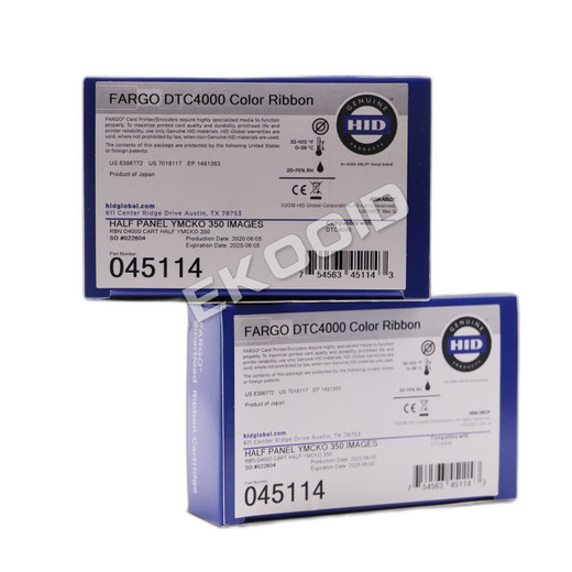 HID 45114 DTC4000 YMCKO ribbon cartridge detail view showing panel configuration