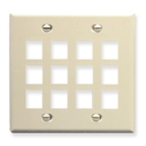 International Connectors and Cable Face Plate Flat 2-GANG 12-PORT Almond - IC107F12AL