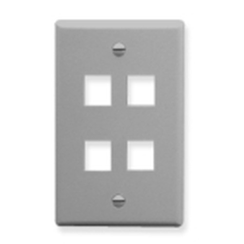 International Connectors and Cable Face Plate Flat 1-GANG 4-PORT Grey - IC107F04GY