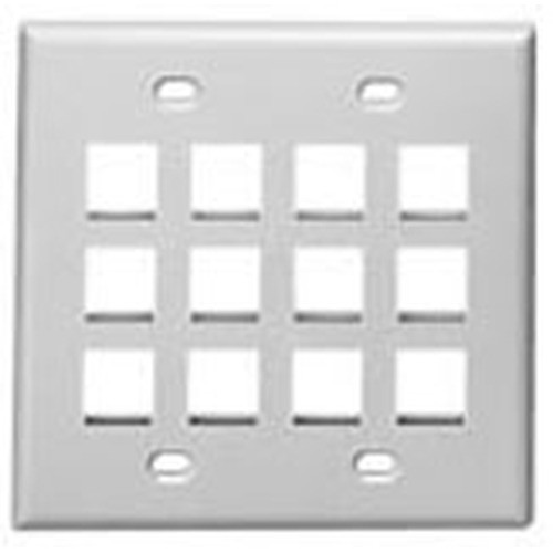 International Connectors and Cable Face Plate Flat 2-GANG 12-PORT Ivory - IC107F12IV