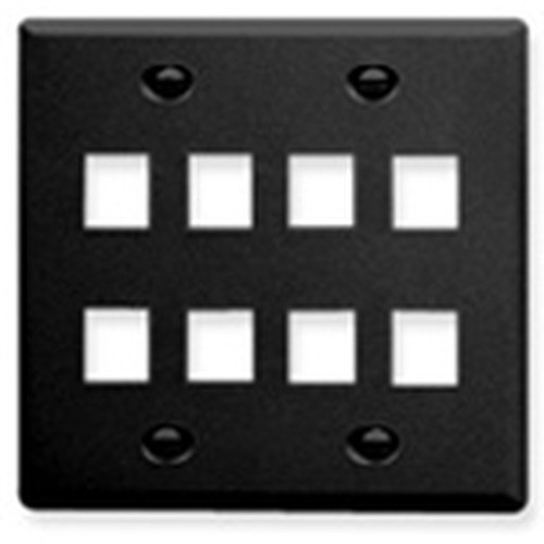 International Connectors and Cable Face Plate Flat 2-GANG 12-PORT Black - IC107F12BK