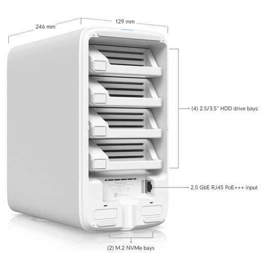 Ubiquiti UNAS-4-W UniFi Storage with (2) 3.5" HDD bays WHT