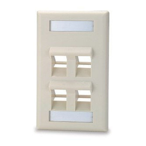 Signamax 4-Port Single Gang Angled Faceplate White - SKFLA-4-WH