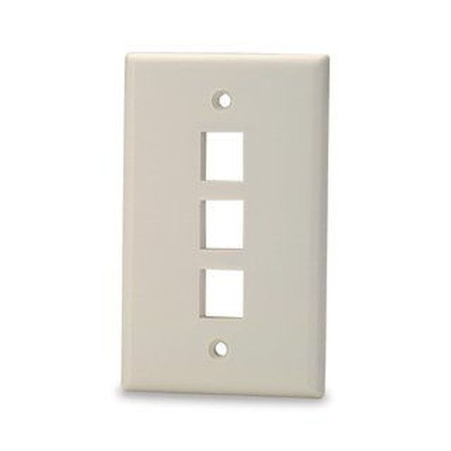 Signamax 3-Port Single Gang Keystone Faceplate w/o Labeling Ivory - SKF-3