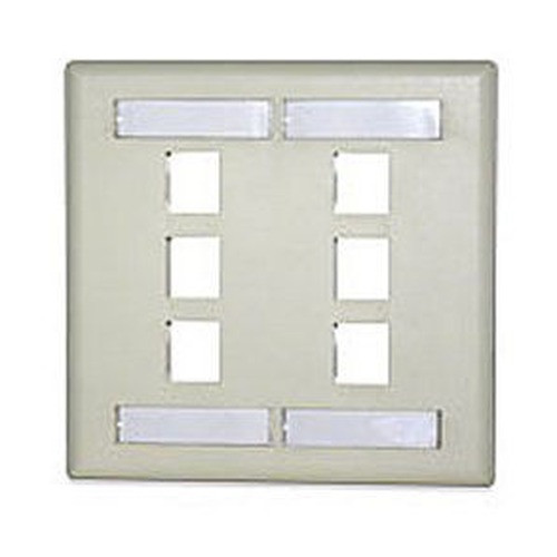 Signamax 6-Port Double Gang Faceplate w/Labeling Ivory - DKFL-6