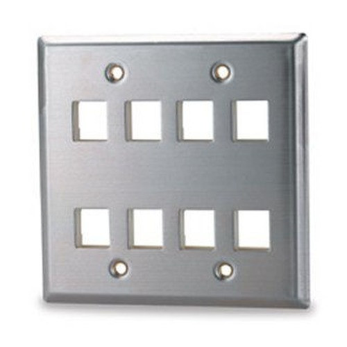 Signamax 8-Port Double Gang Stainless Steel Faceplate - DSKF-8
