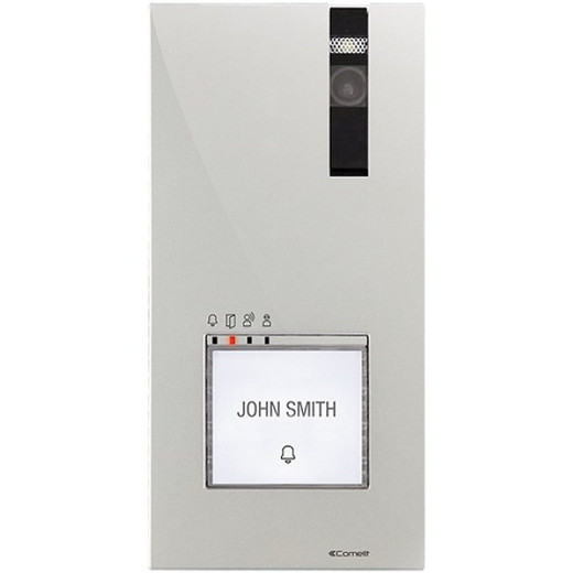 Comelit 4899M stainless steel push button front panel close-up detail view
