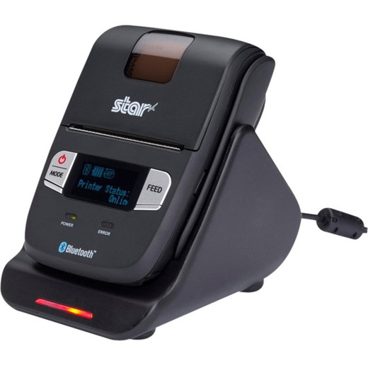 Star Micronics 39569480 printer charging cradle front view with docking station design
